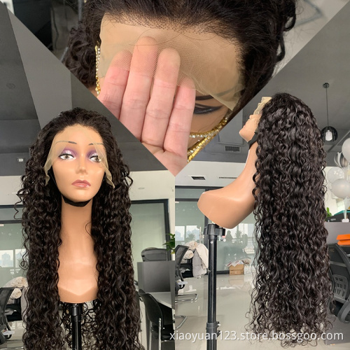 Raw Unprocessed Brazilian Human Hair Front Lace Wig Vendors Water Wave Virgin Cuticle Aligned Full Swiss hd Lace Human Hair Wigs
